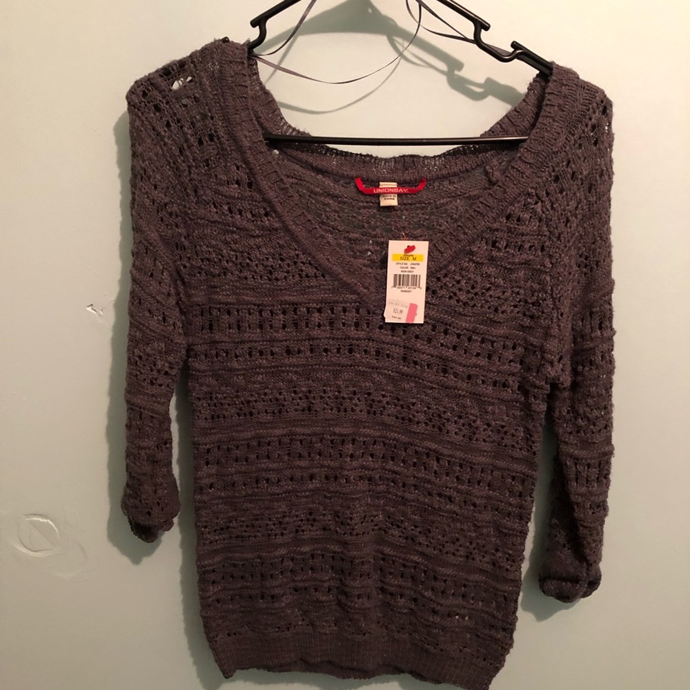 Union Bay Gray Half Sleeve Sweater V-Neck